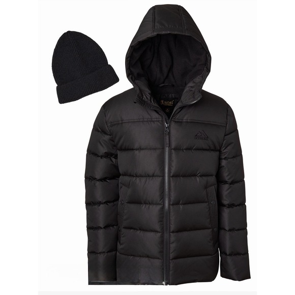Ripstop Other - 1xtreme Big Boys' Ripstop Mini Puffer Jacket with Beanie Black Brand New